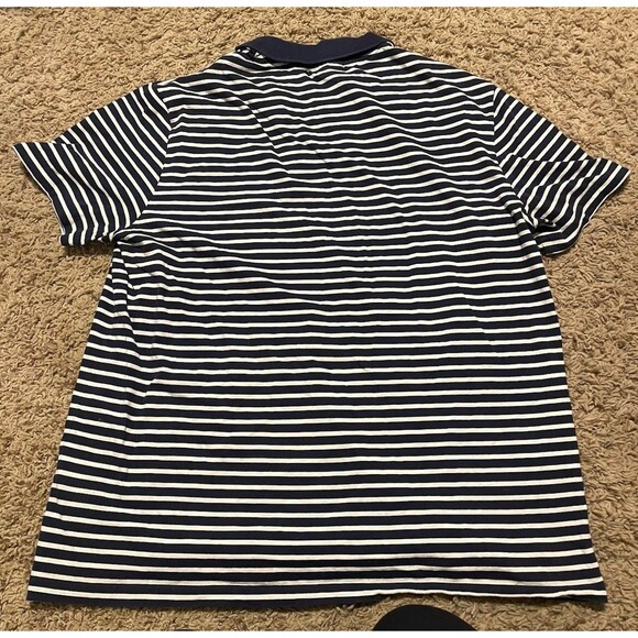 Men’s Lacoste Polo Shirt Navy Blue and White Stripes Size XXL Slim Fit - Picture 7 of 7
